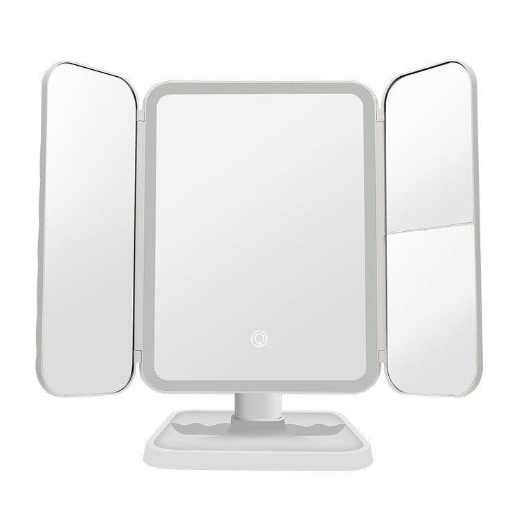 Trifold Makeup Mirror With Light 68 LED Vanity Mirrors 10X Magnifying
