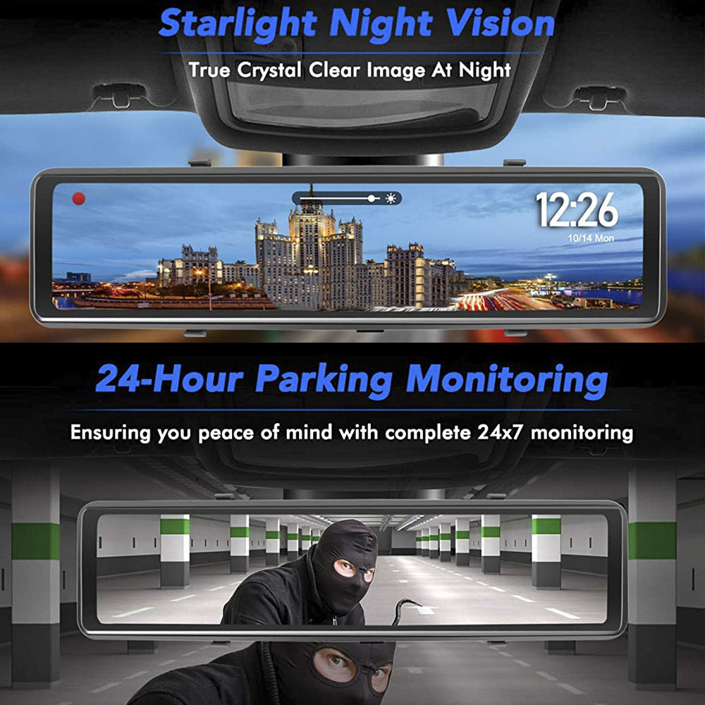 Streaming Media Car DVR Loop Recording Front And Rear Lens 1080P2K 12 Inch