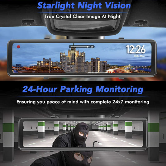 Streaming Media Car DVR Loop Recording Front And Rear Lens 1080P2K 12 Inch