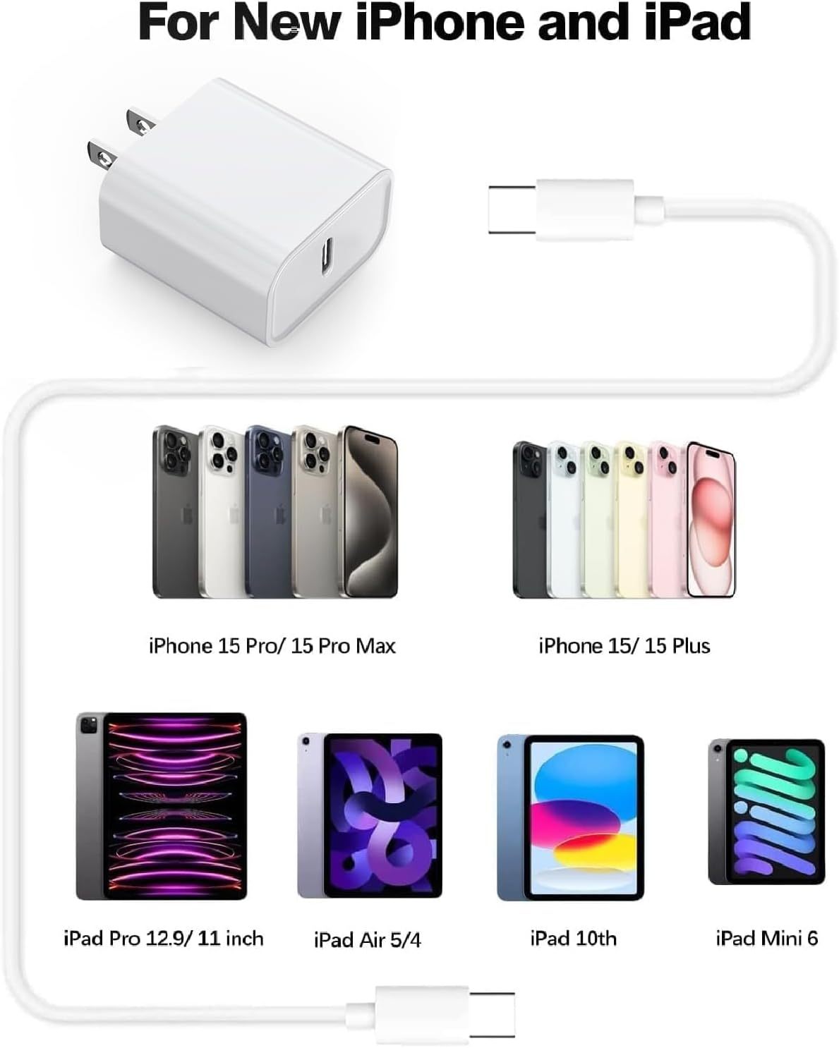 Phone Charger, Cube Phone Charger Travel 2Pack 6FT Lightning Cable Cord Quick