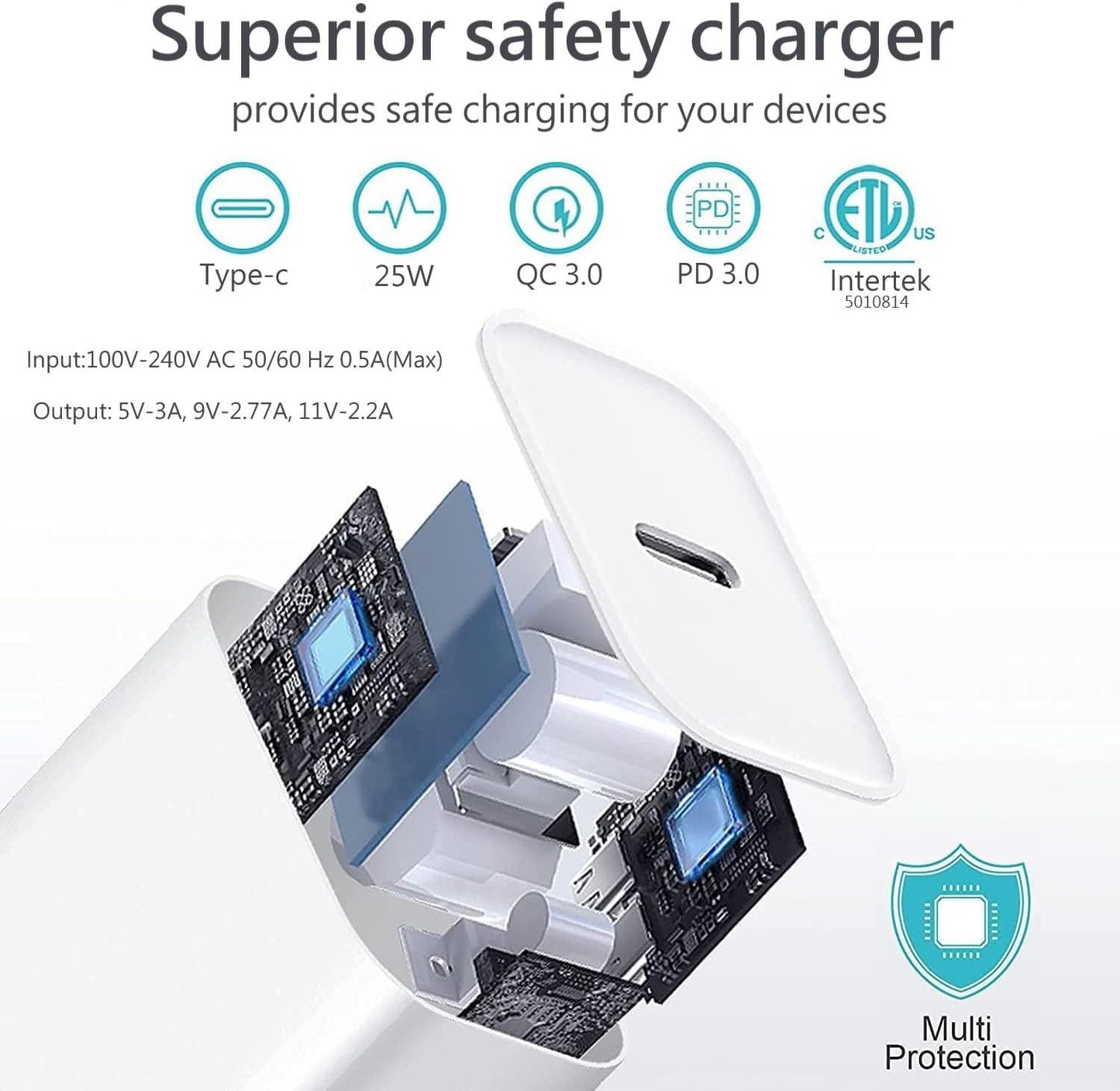 Phone Charger, Cube Phone Charger Travel 2Pack 6FT Lightning Cable Cord Quick